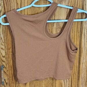 Women's Brown Ribbed Tank Top